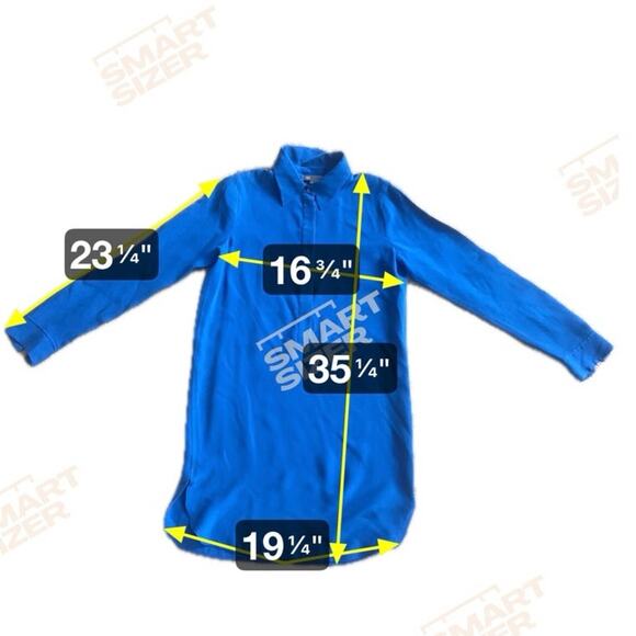 Vince 100% Silk Long Sleeve Collared Mini Shirt Dress Solid Cobalt Blue EUC M/8 - Picture 8 of 8